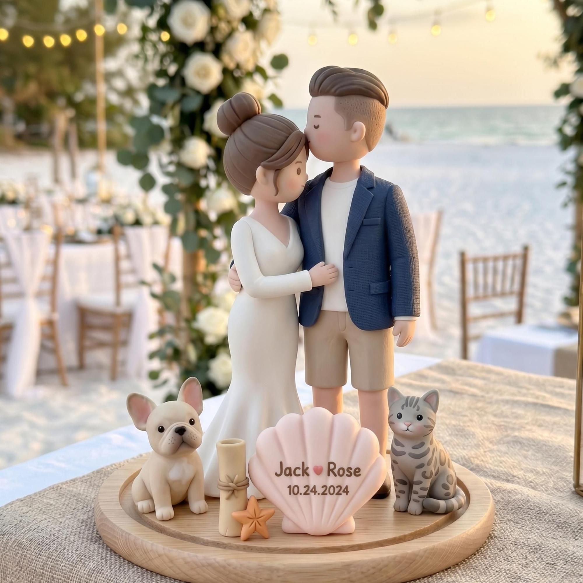 Custom Bride and Groom Figurine From Photo, Personalized Wedding Cake Topper, Romantic Keepsake Gift