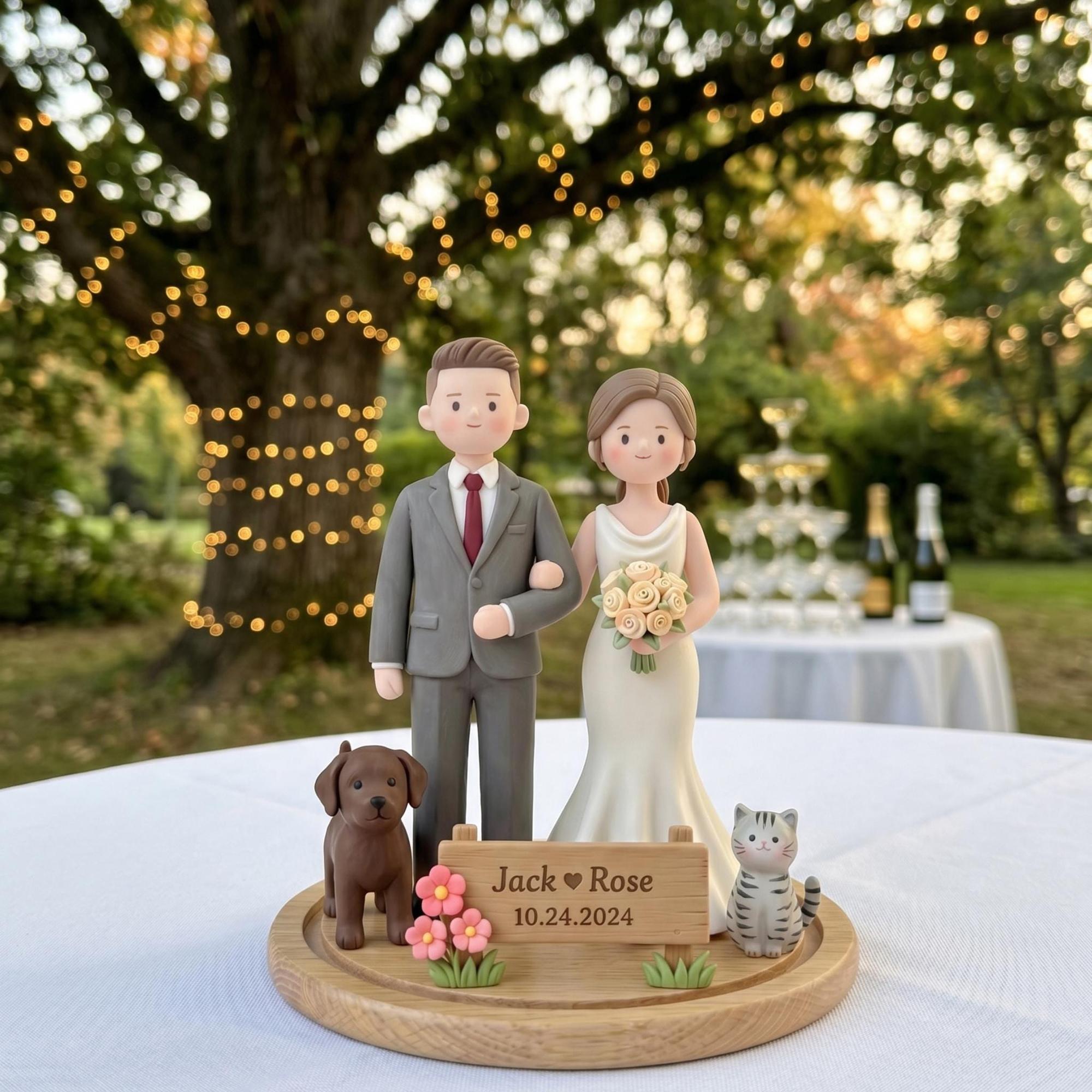 Custom Bride and Groom Figurine From Photo, Personalized Wedding Cake Topper, Romantic Keepsake Gift