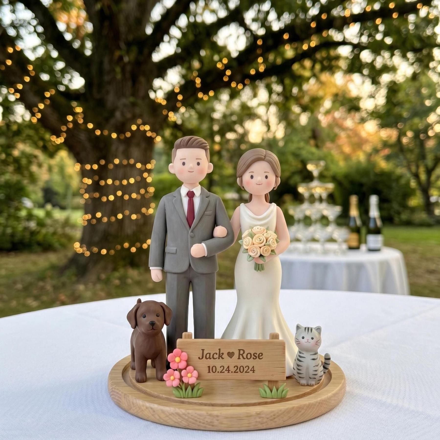 Custom Bride and Groom Figurine From Photo, Personalized Wedding Cake Topper, Romantic Keepsake Gift