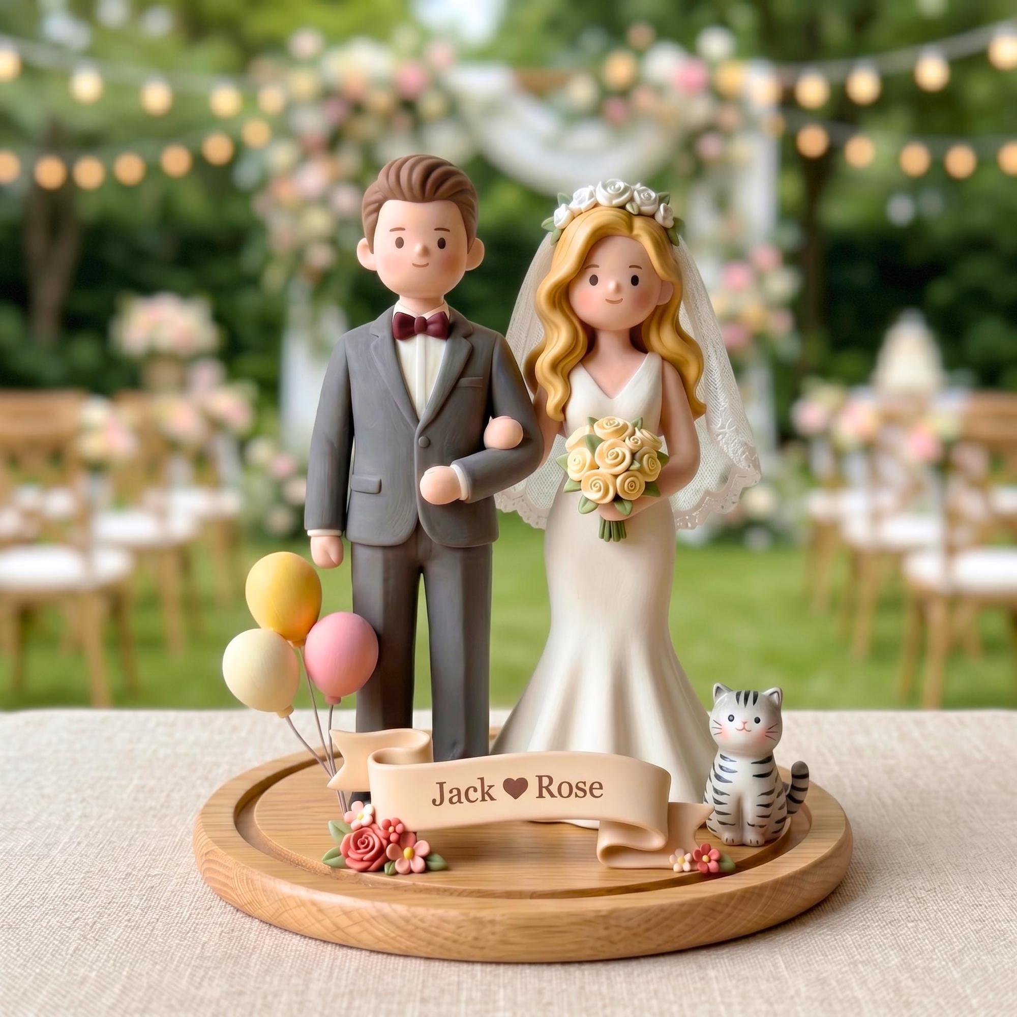 Custom Bride and Groom Figurine From Photo, Personalized Wedding Cake Topper, Romantic Keepsake Gift