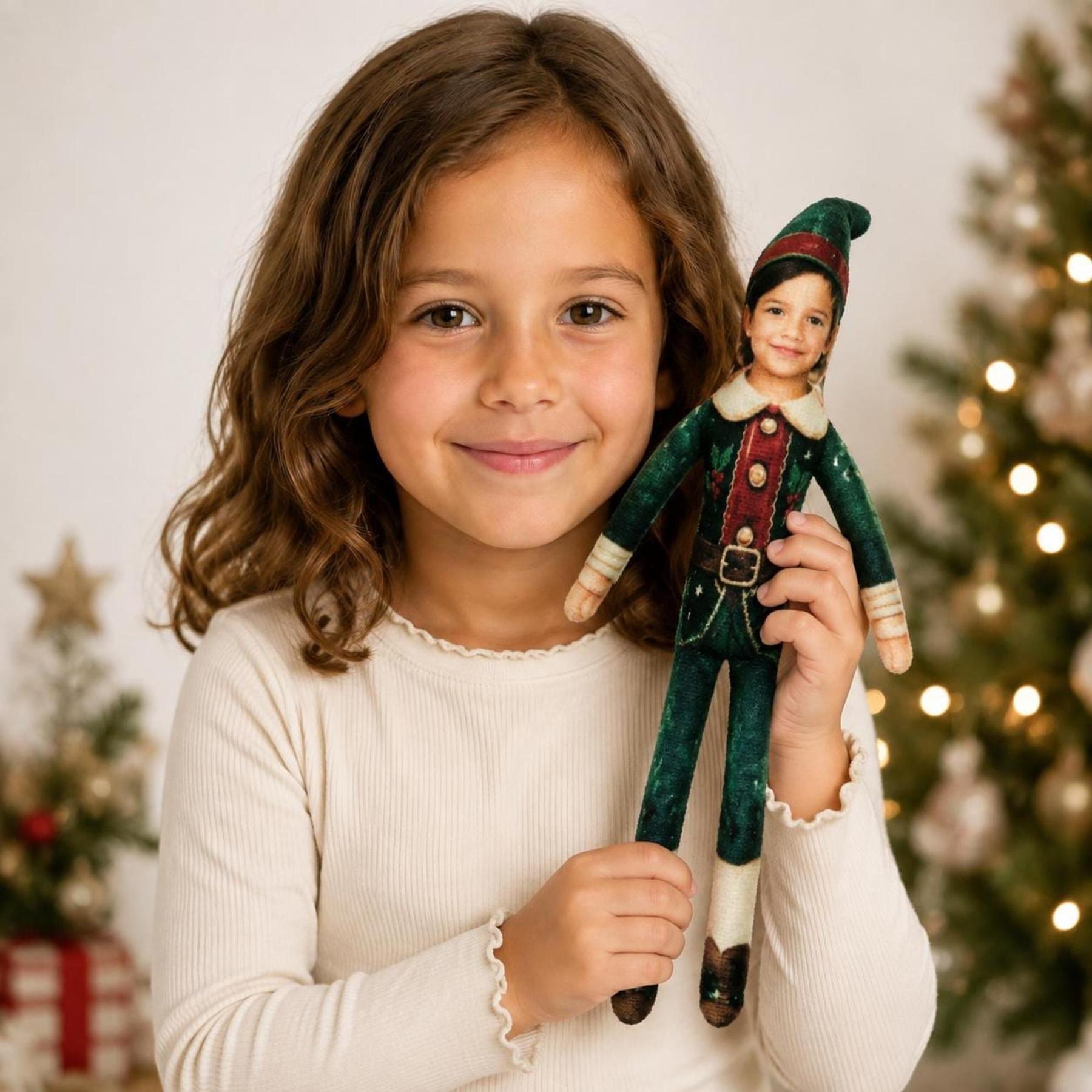 Custom Photo Christmas Elf Doll with Poseable Limbs