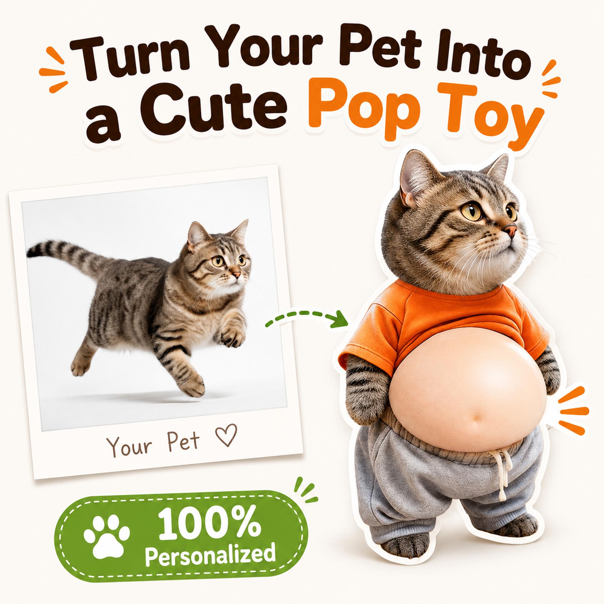 Personalized Cat & Dog Pet Portrait Acrylic Magnet, Squishy Fidget Push Pop Gift