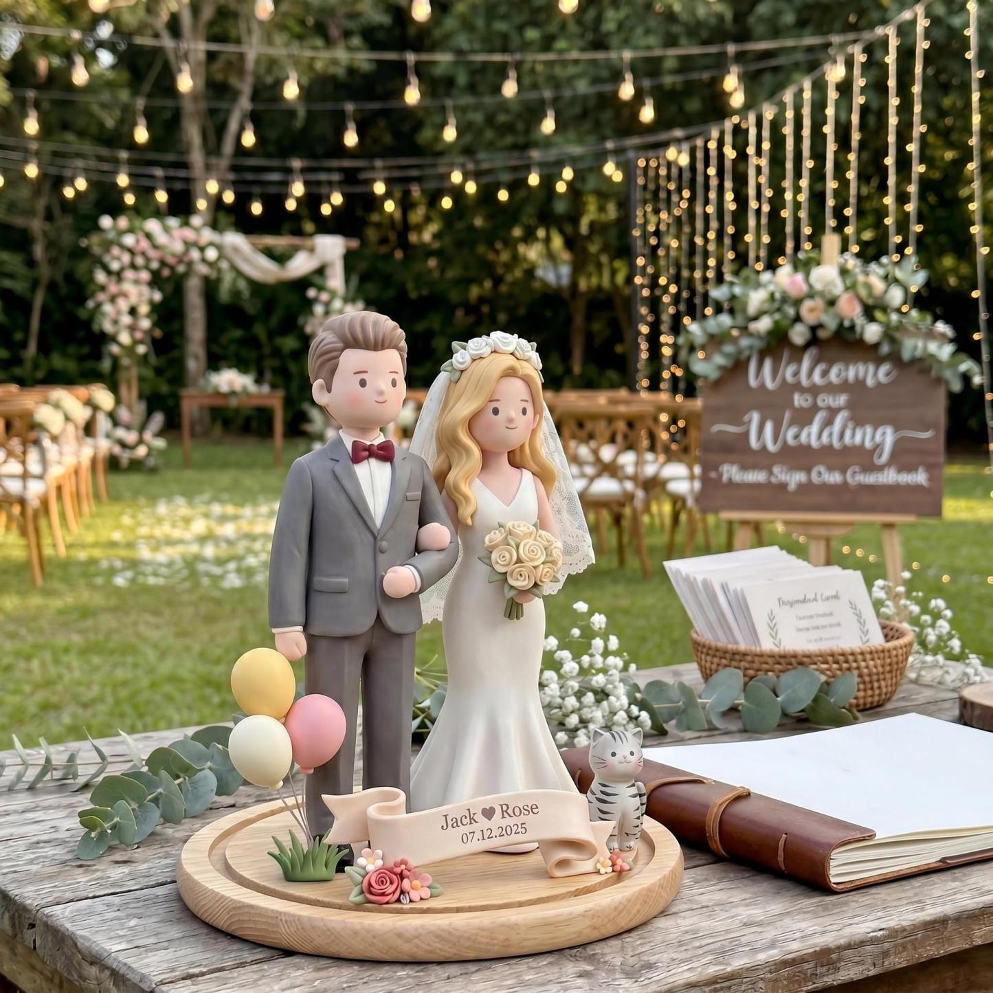 Custom Bride and Groom Figurine From Photo, Personalized Wedding Cake Topper, Romantic Keepsake Gift
