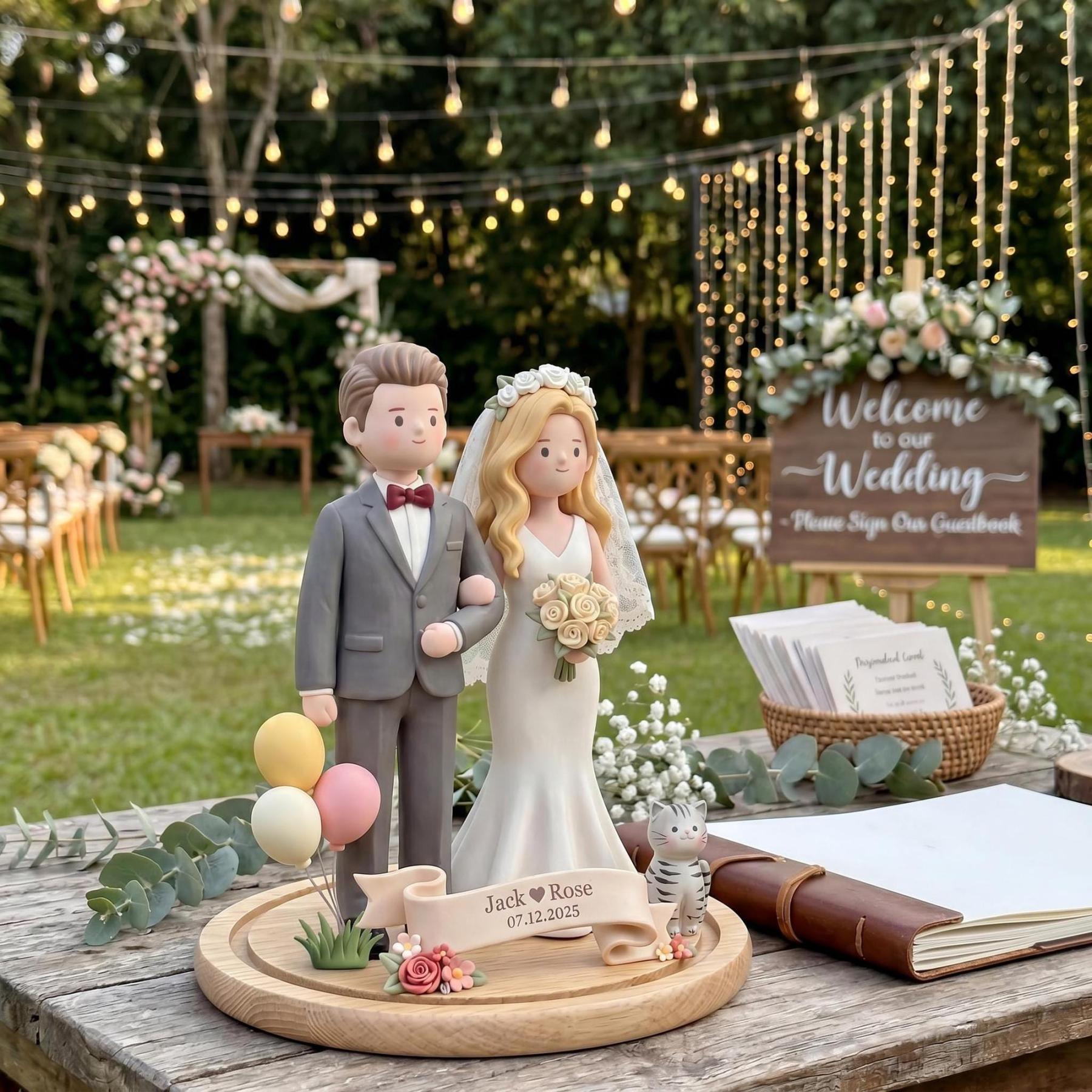Custom Bride and Groom Figurine From Photo, Personalized Wedding Cake Topper, Romantic Keepsake Gift