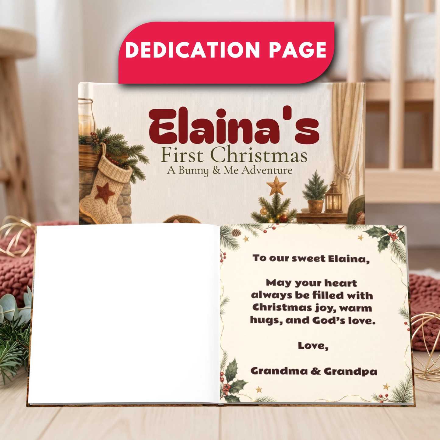 Personalized Baby's First Christmas Book with Name and Photos Holiday Keepsake Gift for New Baby