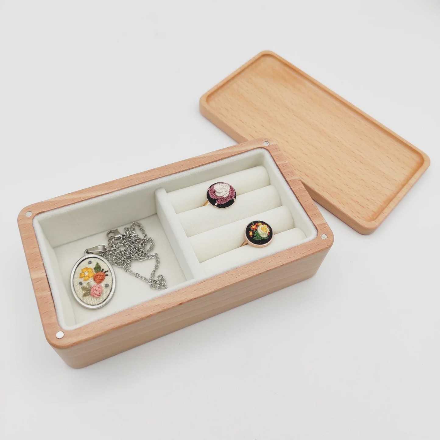 Personalized Calla Lily Linen Jewelry Box with Initials and Date Wedding Ring Keepsake Gift for Bride