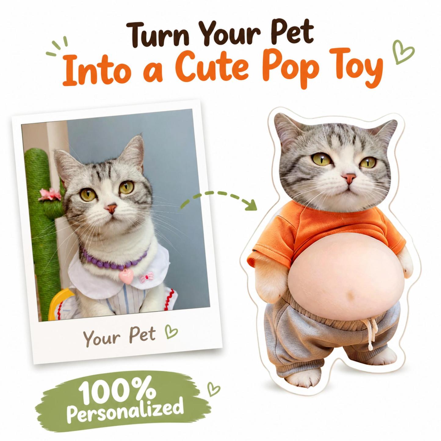 Personalized Cat & Dog Pet Portrait Acrylic Magnet, Squishy Fidget Push Pop Gift