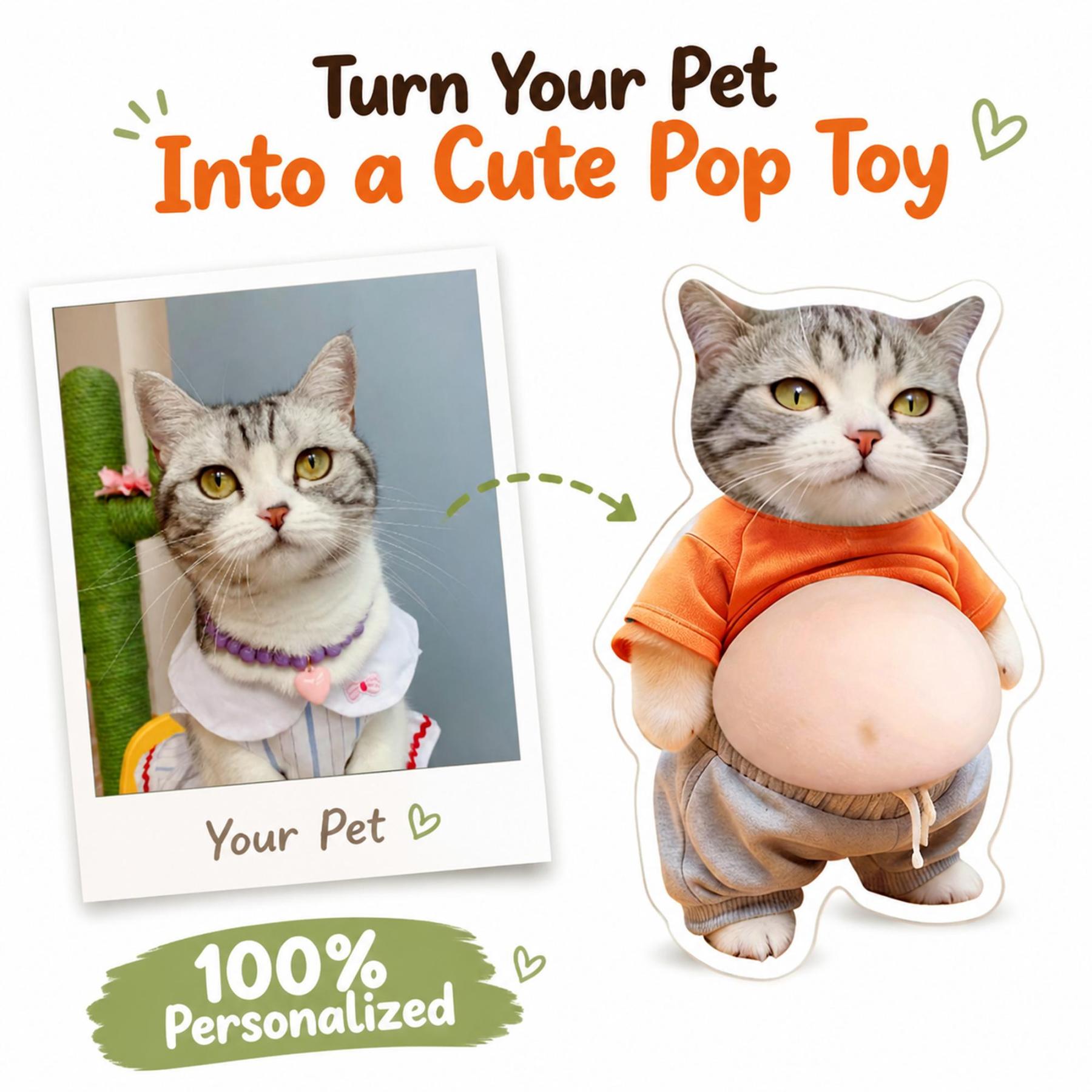 Personalized Cat & Dog Pet Portrait Acrylic Magnet, Squishy Fidget Push Pop Gift