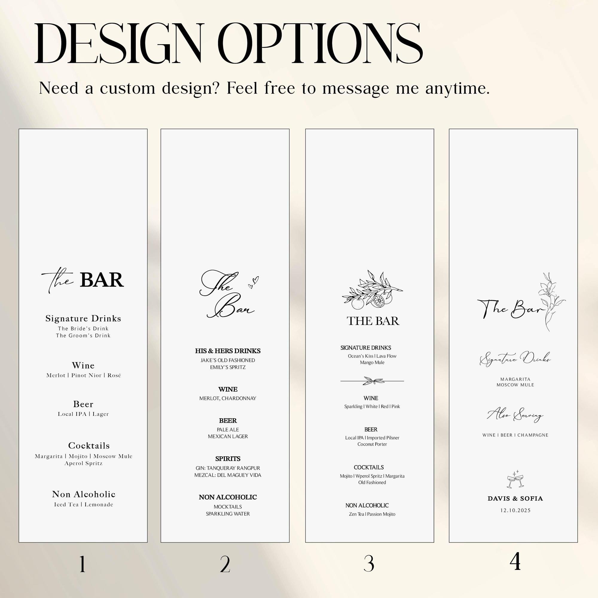 Personalized Lace Wedding Bar Sign, Signature Cocktail and Drink Menu Banner, Custom Bar Decor for Wedding Birthday Anniversary