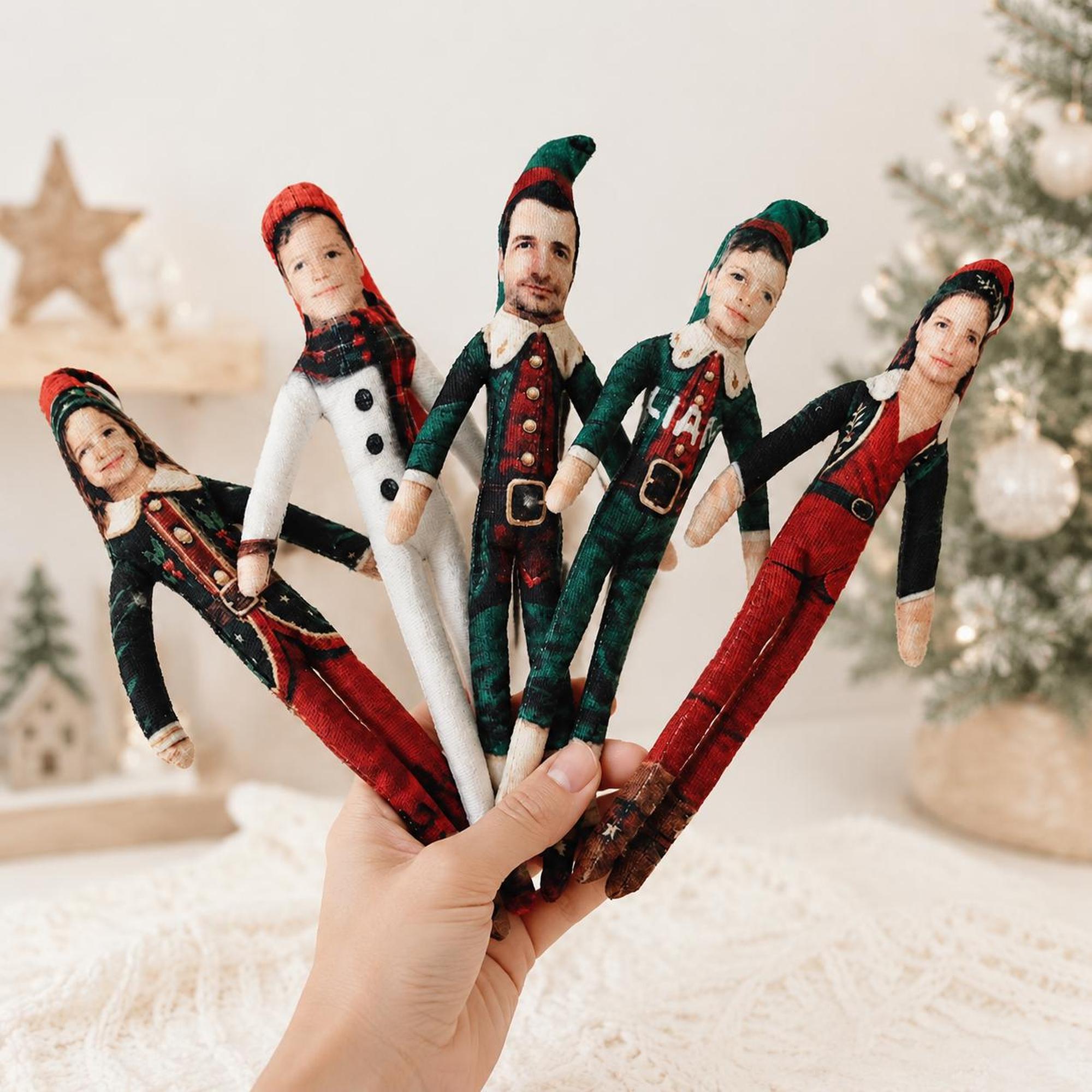 Custom Photo Christmas Elf Doll with Poseable Limbs