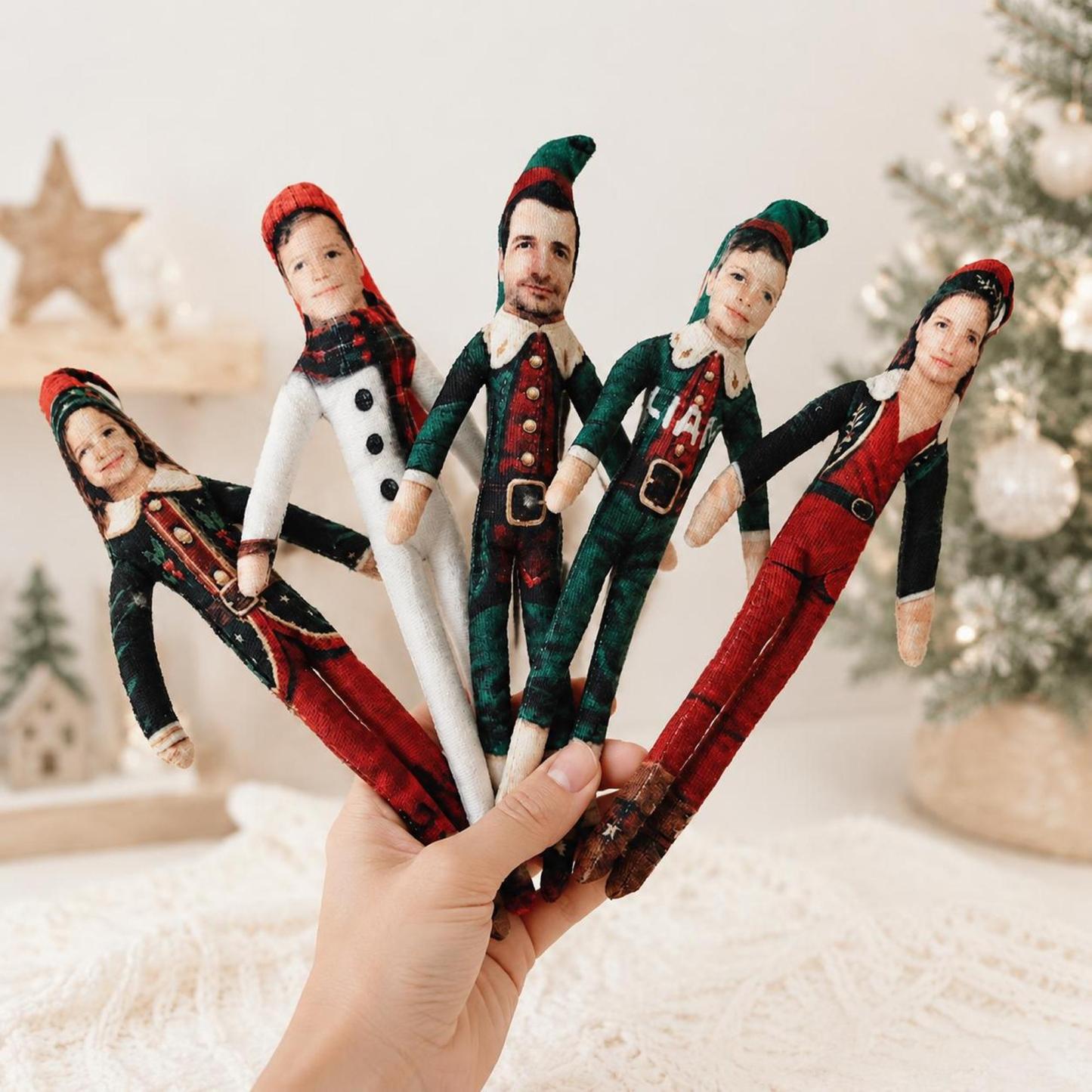 Custom Photo Christmas Elf Doll with Poseable Limbs