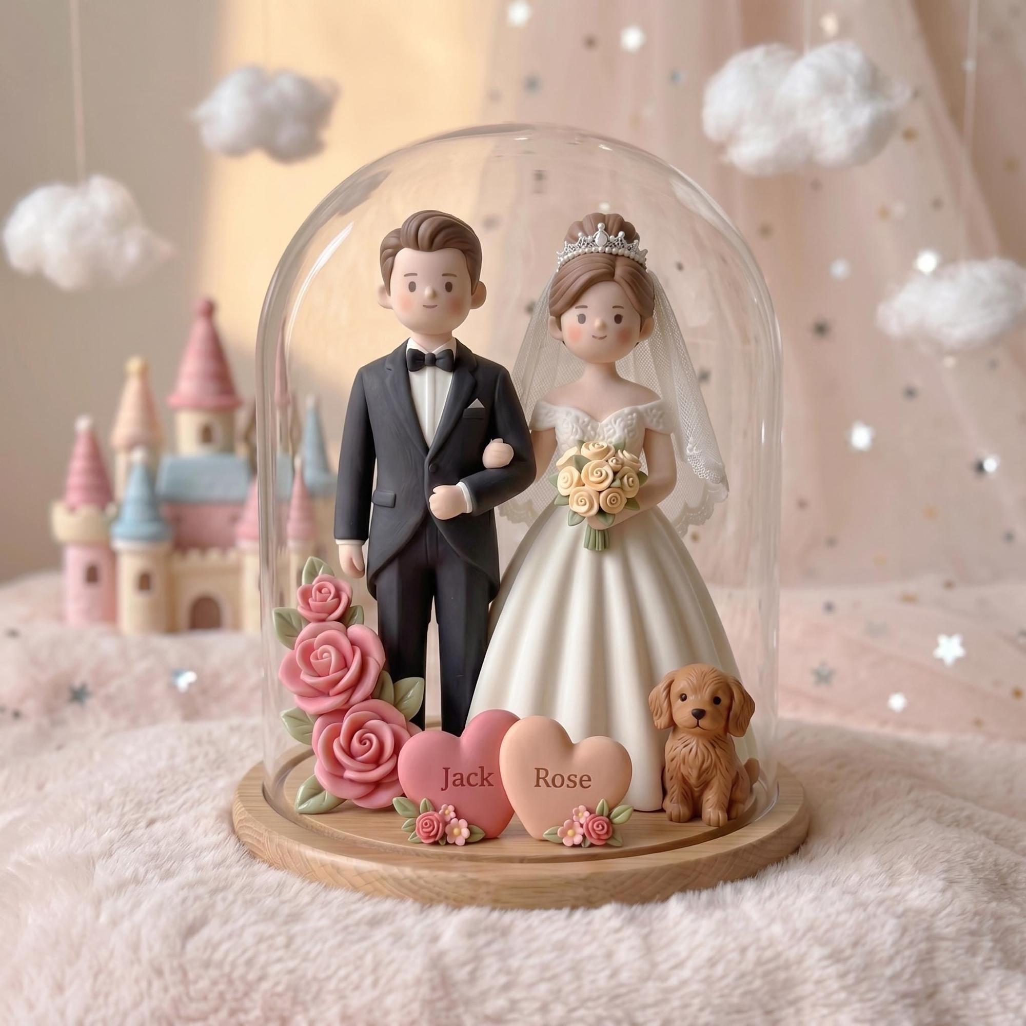 Custom Bride and Groom Figurine From Photo, Personalized Wedding Cake Topper, Romantic Keepsake Gift