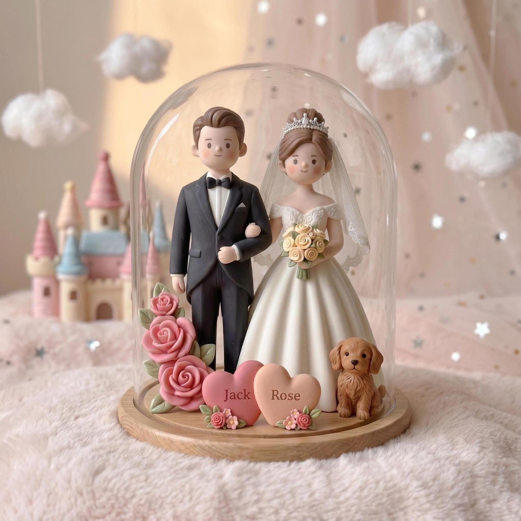 Custom Bride and Groom Figurine From Photo, Personalized Wedding Cake Topper, Romantic Keepsake Gift