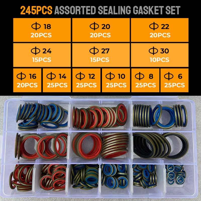 100pcs/ 245pcs Assorted Sealing Gasket Set-SLOOSELYK