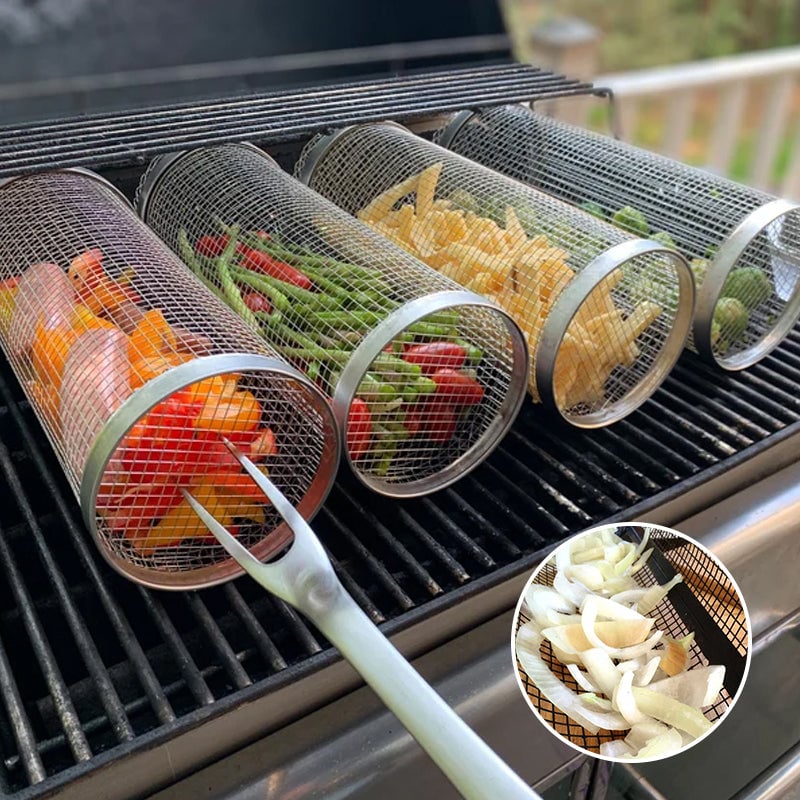 🔥Rolling Grilling Basket(Free shipping on purchases of 3 or more)-SLOOSELYK