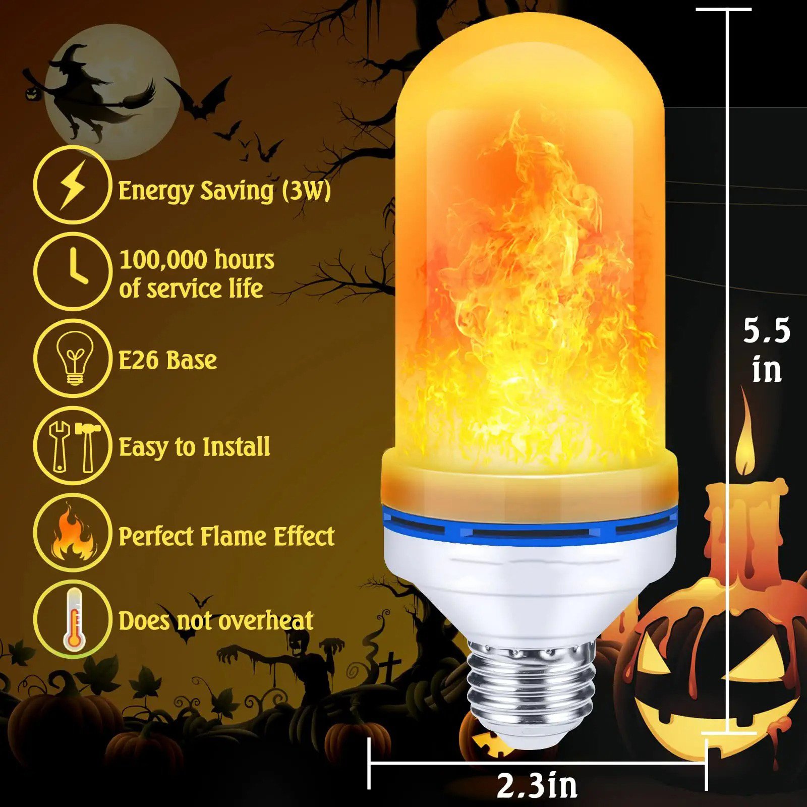 LED Flame Light Bulb With Gravity Sensing Effect-SLOOSELYK