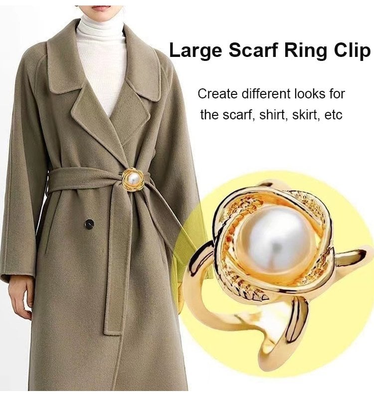 Women's Elegant Pearl Floral Scarf Ring Clip-BUY 2 GET 1 FREE-SLOOSELYK