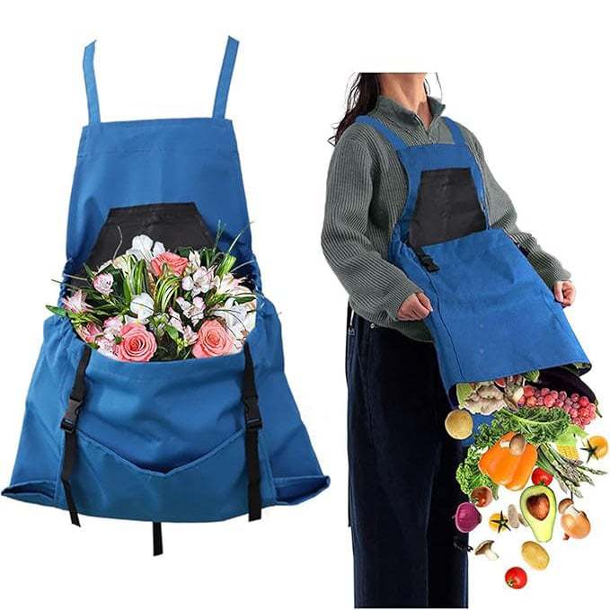 Cross Back Gardening Apron With Deep Kangaroo Release Pockets