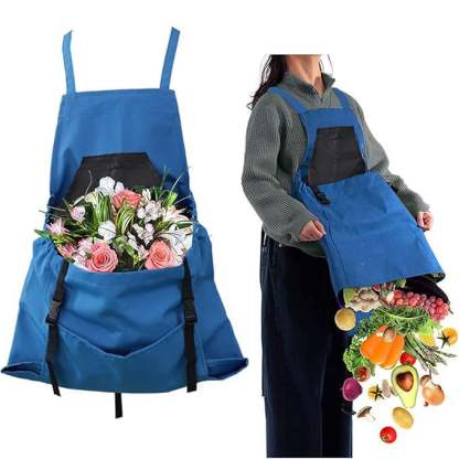 Cross Back Gardening Apron With Deep Kangaroo Release Pockets
