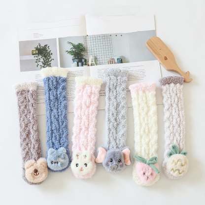 👶A Pair of Baby Cute Coral Fleece Socks-SLOOSELYK