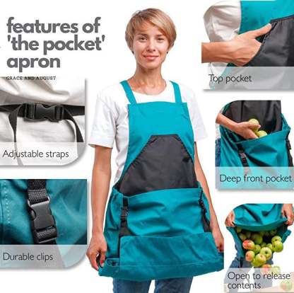 Cross Back Gardening Apron With Deep Kangaroo Release Pockets