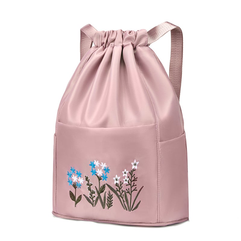 🔥49% OFF🔥Foldable Waterproof Drawstring Large Capacity Embroidered Backpack-SLOOSELYK