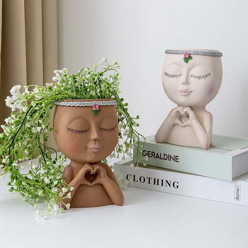 Cute Lady Face Plant Pot-SLOOSELYK