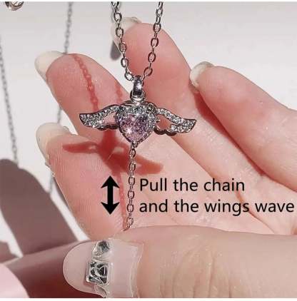 Women's Day Sale-Angel Wings Heart Pendant Necklace-SLOOSELYK