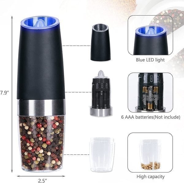 Automatic Electric Gravity Induction Salt and Pepper Grinder-SLOOSELYK