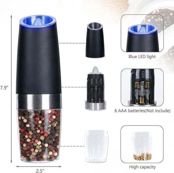 Automatic Electric Gravity Induction Salt and Pepper Grinder-SLOOSELYK