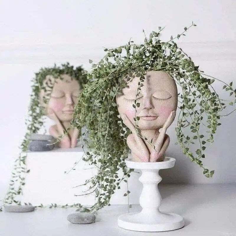Cute Lady Face Plant Pot-SLOOSELYK