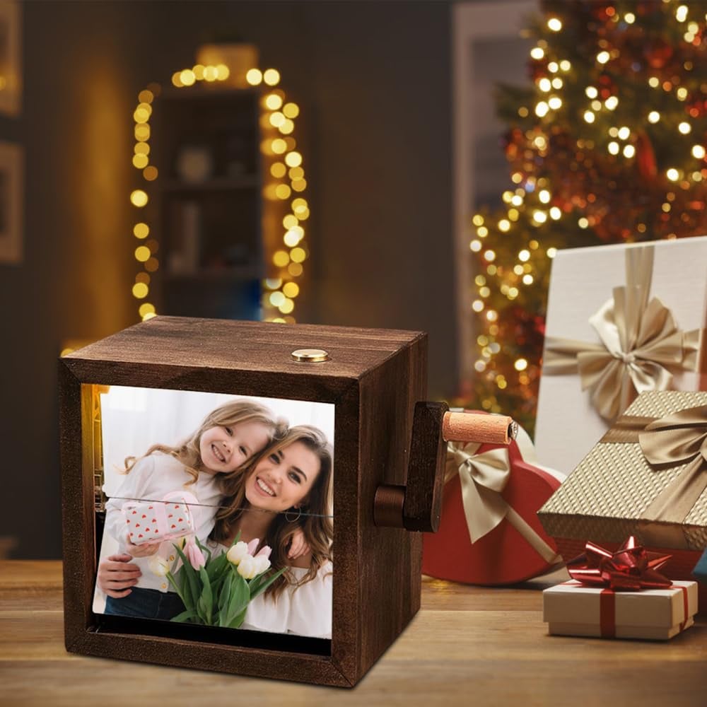 Personalized Flip book Photo Frame, Custom Hand-Cranked Wooden Animation Album-SLOOSELYK