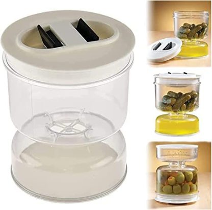Pickle and Olives Jar Container with Strainer-SLOOSELYK