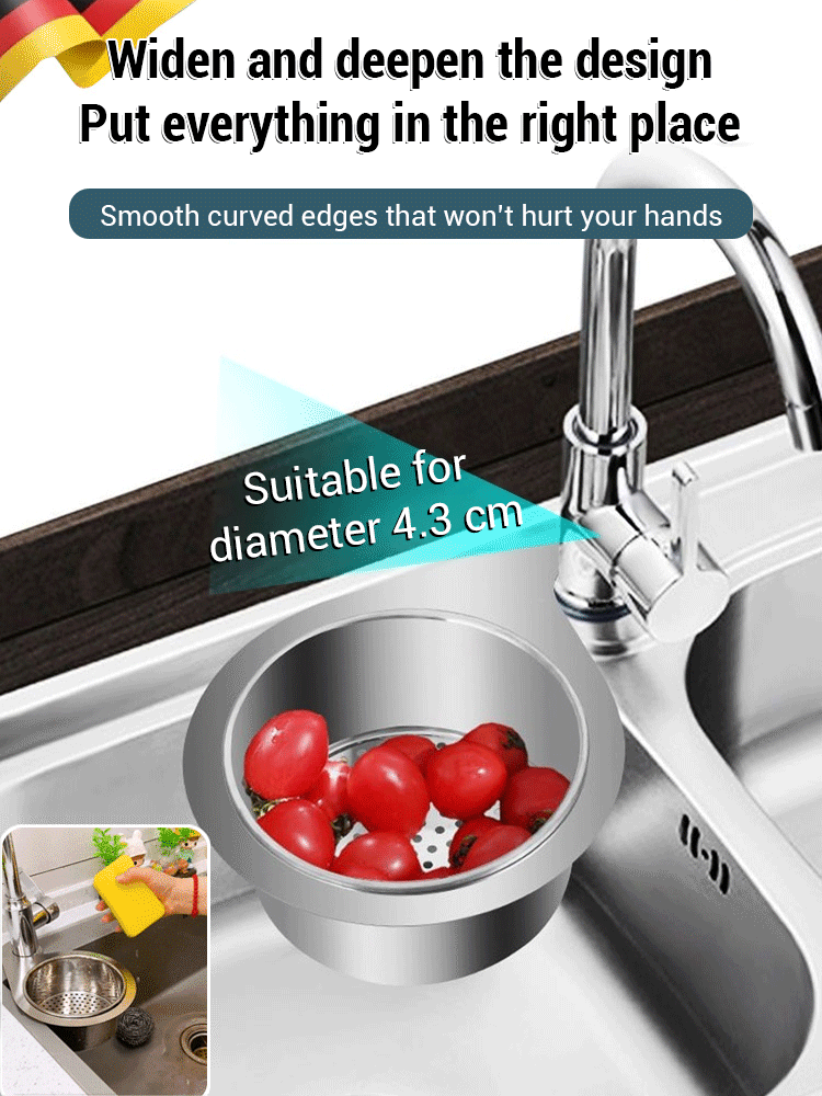 🎁JS-Swan stainless steel drain basket for kitchen sink-SLOOSELYK