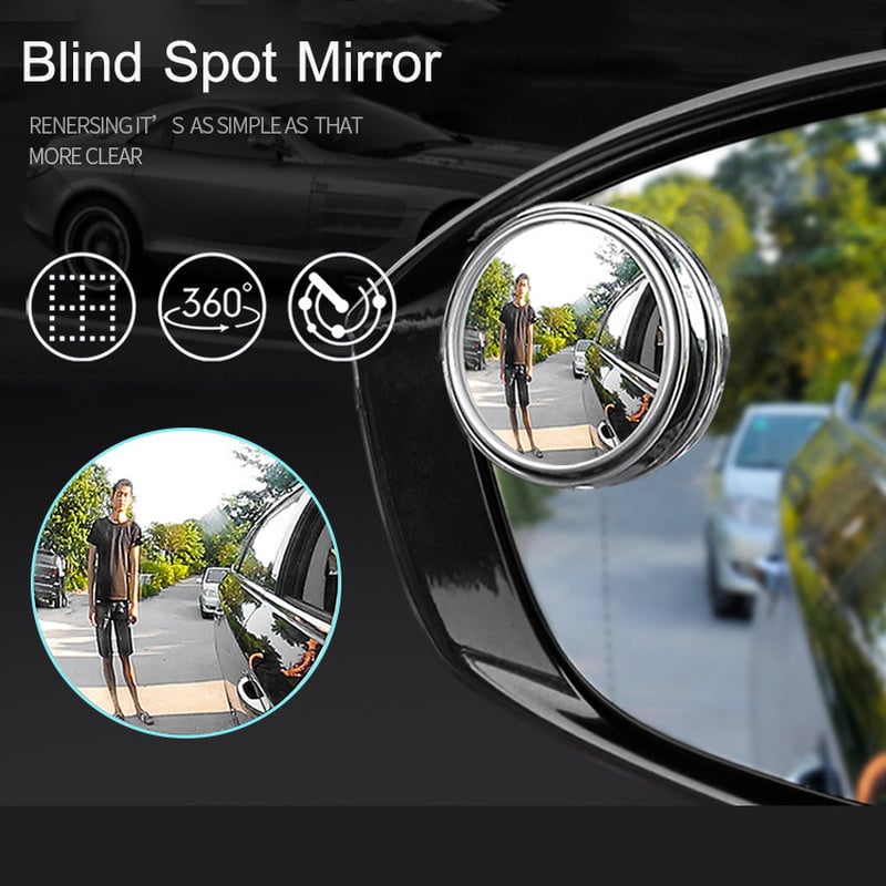 2 Pcs Car Round Frame Convex Blind Spot Mirror-SLOOSELYK