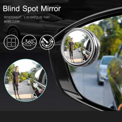 2 Pcs Car Round Frame Convex Blind Spot Mirror-SLOOSELYK