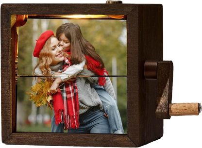 Personalized Flip book Photo Frame, Custom Hand-Cranked Wooden Animation Album-SLOOSELYK