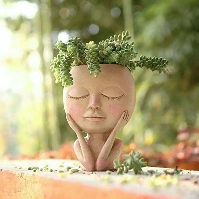 Cute Lady Face Plant Pot-SLOOSELYK