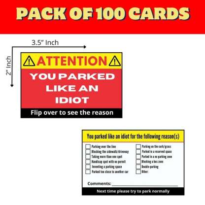 You Parked Like an Id10t Cards (100 cards)-SLOOSELYK