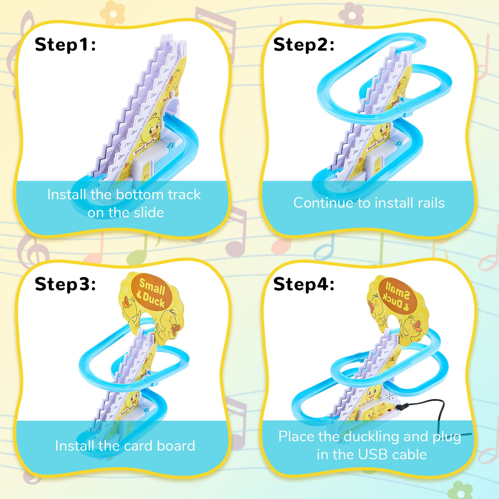 Funny Automatic Stair-Climbing Ducklings Cartoon Race Track Set-SLOOSELYK