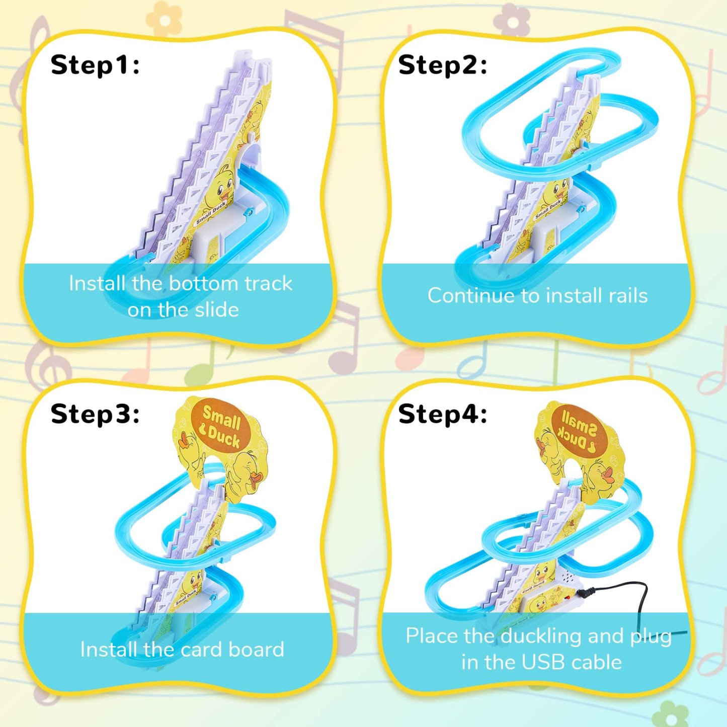 Funny Automatic Stair-Climbing Ducklings Cartoon Race Track Set-SLOOSELYK