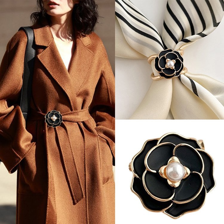 Women's Elegant Pearl Floral Scarf Ring Clip-BUY 2 GET 1 FREE-SLOOSELYK