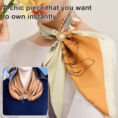 Women's Elegant Pearl Floral Scarf Ring Clip-BUY 2 GET 1 FREE-SLOOSELYK