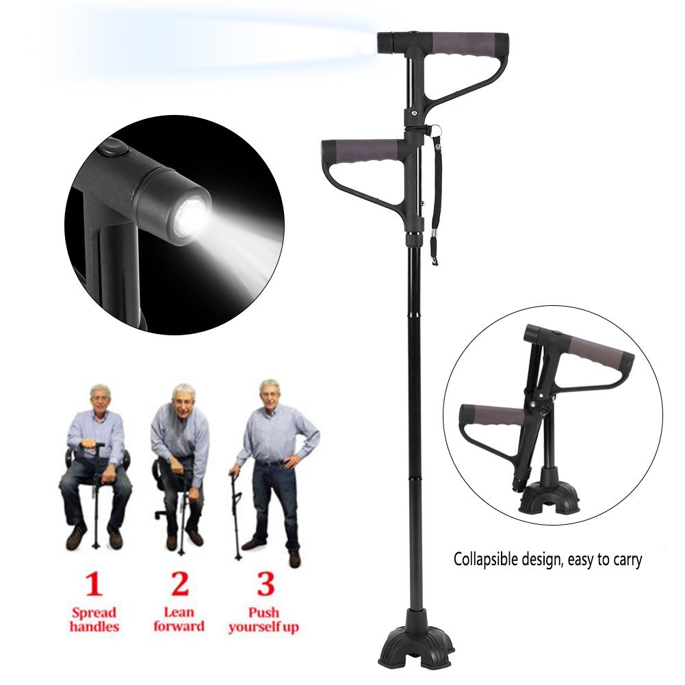 HOT SALE -Aluminum alloy with LED light non-slip foldable walking stick-SLOOSELYK