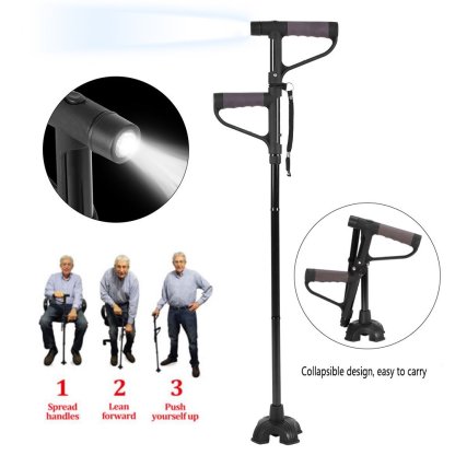 HOT SALE -Aluminum alloy with LED light non-slip foldable walking stick-SLOOSELYK
