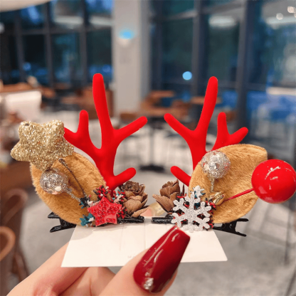 (🎁Christmas Hot Sale- 48% OFF🎁) Reindeer Antlers Xmas Hair Clip-SLOOSELYK