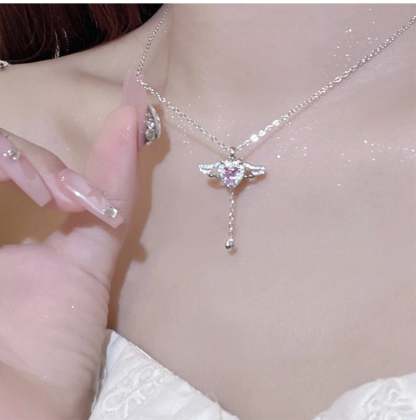 Women's Day Sale-Angel Wings Heart Pendant Necklace-SLOOSELYK
