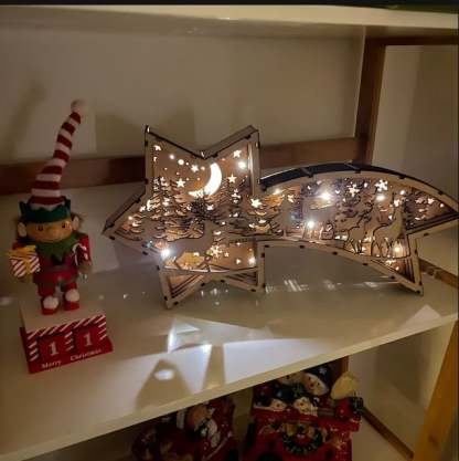 🎅LED Wooden Christmas Ornaments Nativity Scene Star Shaped Desk Lamp🌟-SLOOSELYK
