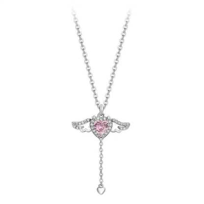 Women's Day Sale-Angel Wings Heart Pendant Necklace-SLOOSELYK