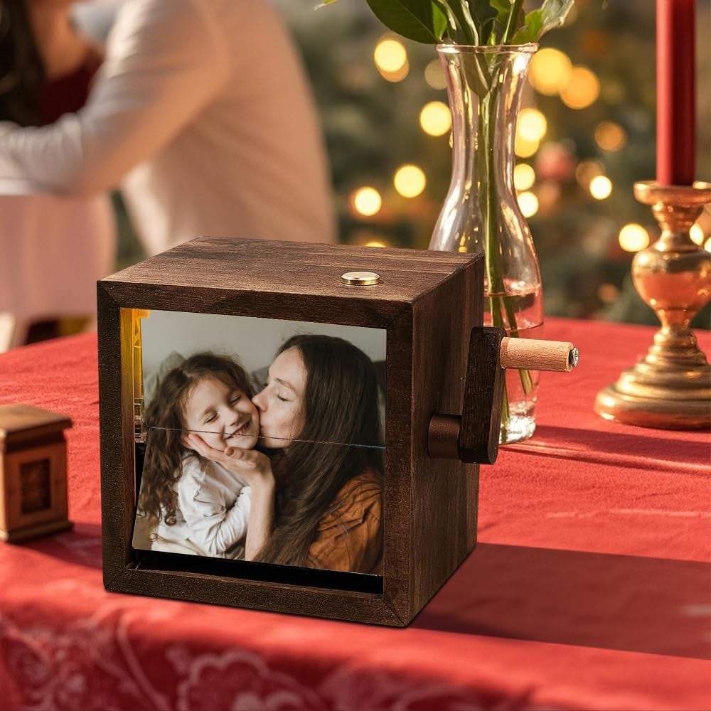 Personalized Flip book Photo Frame, Custom Hand-Cranked Wooden Animation Album-SLOOSELYK